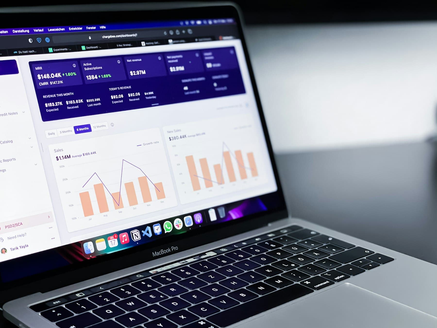 A marketing reporting dashboard open on a laptop screen